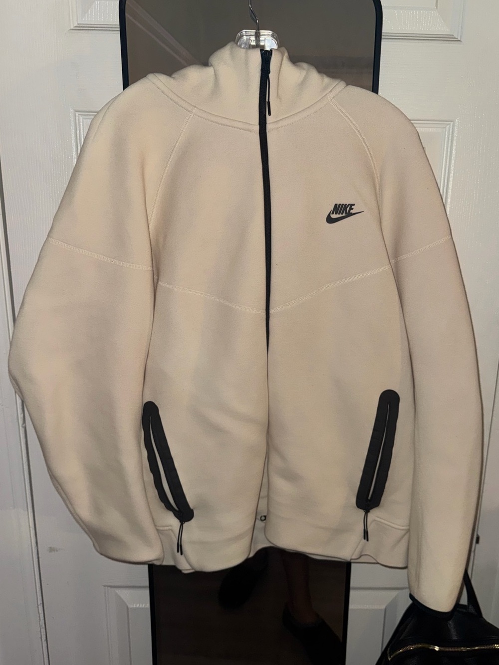 Nike Cream Full-Zip Hooded Jacket with Black Trim